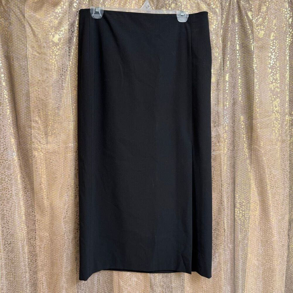 Michael‎ Kors Black Satin Lined Side Slit Midi Skirt Office Work Size 8